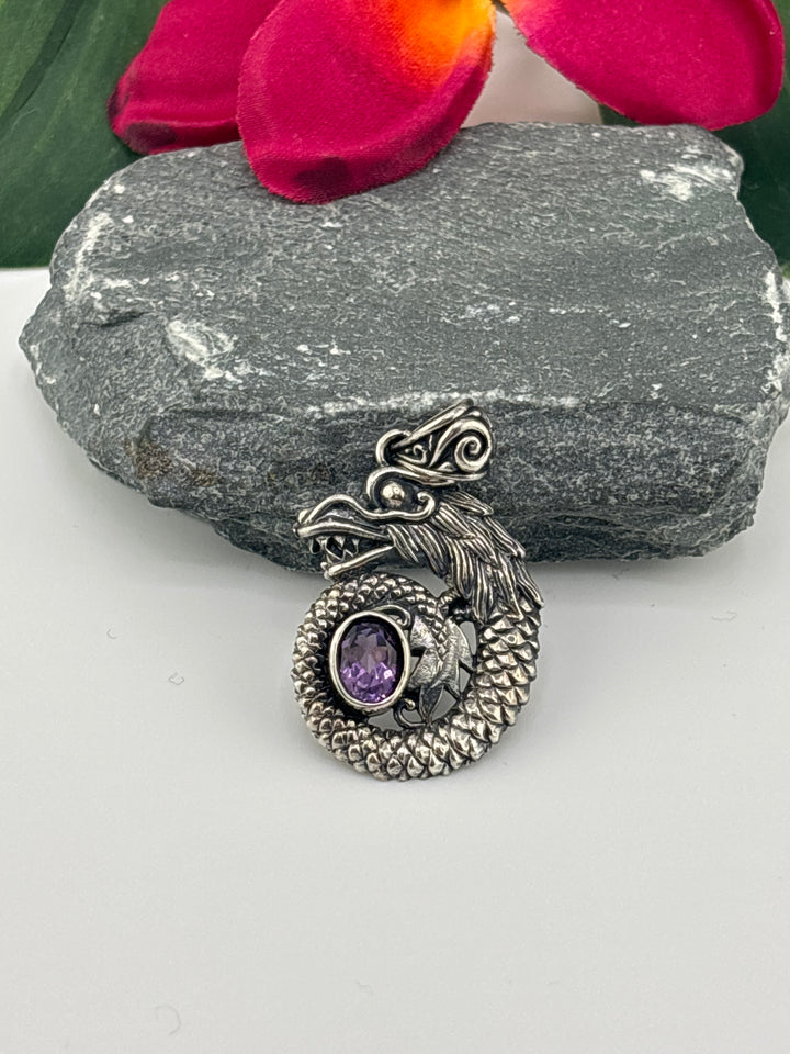 Bali Amethyst Dragon Pendant