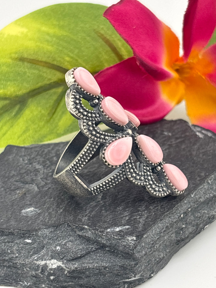 Queen Conch Cross and 925 Sterling Silver Ring Size 8