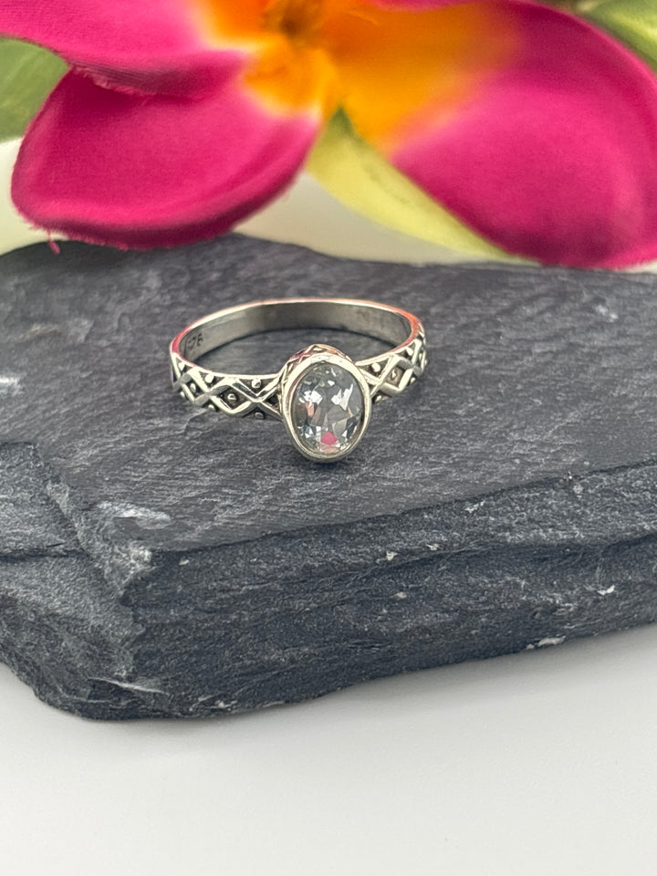 Aquamarine and 925 Sterling Silver Ring Size 7.25