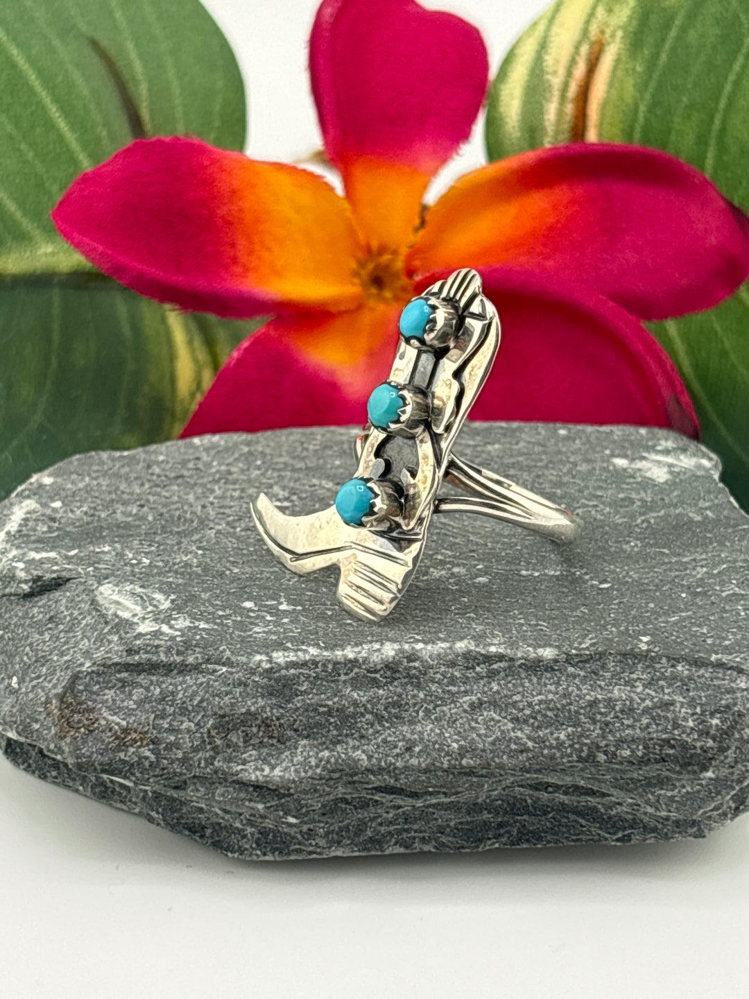 Turquoise Cowboy Boot Ring Size 10.5