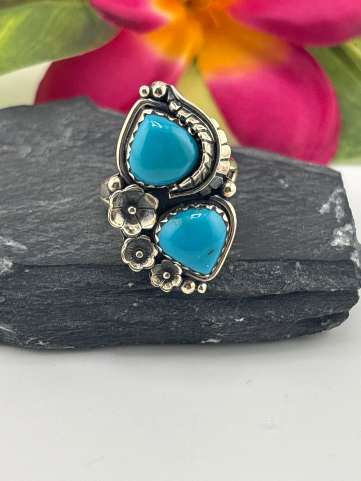 Turquoise and 925 Sterling Silver Ring Size 8