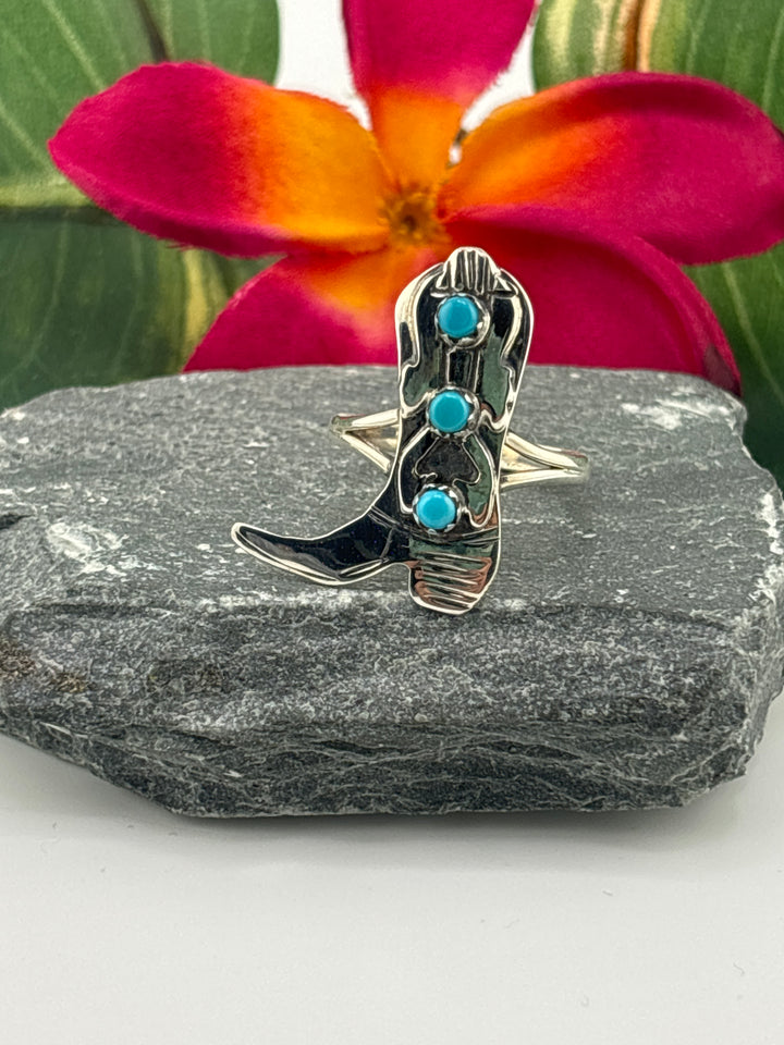 Turquoise Cowboy Boot Ring Size 10.25