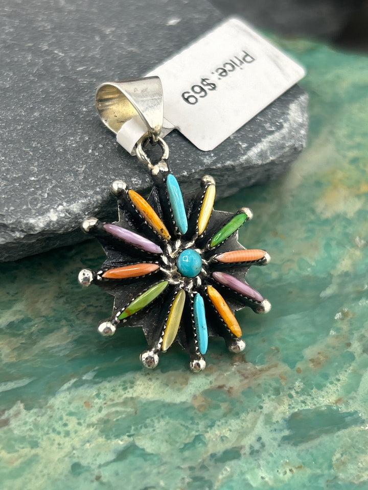 Regie 925 Sterling Silver Multi-stone Pinwheel Pendant