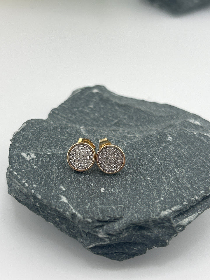 10K Gold Diamond Round Post-back Earrings