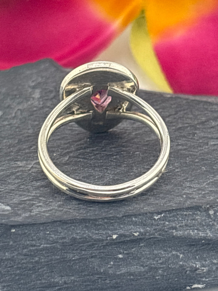 Pink Topaz and 925 Sterling Silver Ring Size 7