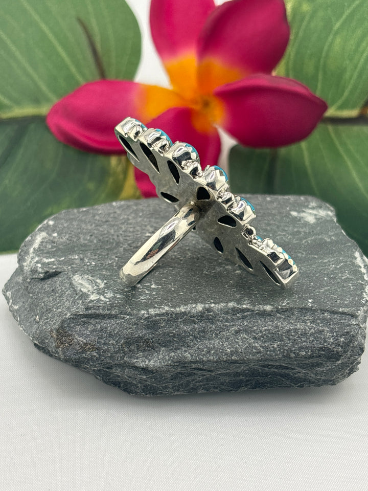 Turquoise Cluster Statement Ring Size 8.5