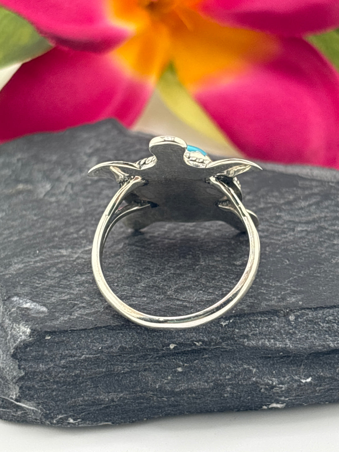 Turquoise and 925 Sterling Silver Turtle Ring Size 7.75