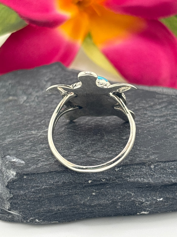 Turquoise and 925 Sterling Silver Turtle Ring Size 7.75