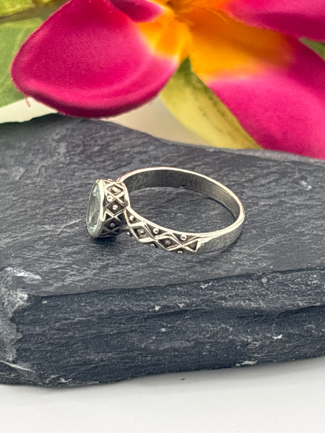 Aquamarine and 925 Sterling Silver Ring Size 6.25