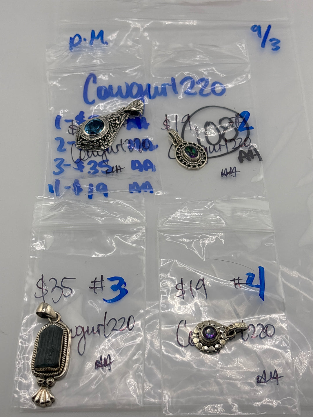 PM SHOW 48HR - RESERVED FOR: Cowgurl220 - 9/03/2025 FL tiktok Live Show - 4 Sterling Silver Items