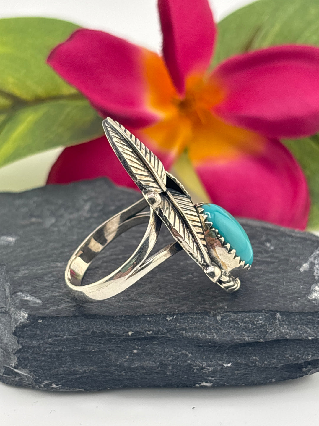 Turquoise and 925 Sterling Silver Ring Size 9.5