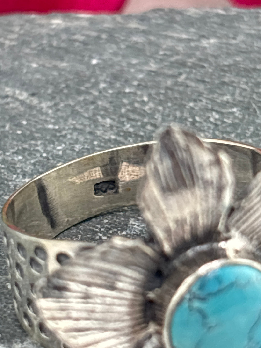 Hubei Turquoise Flower Ring Size 9 Adjustable