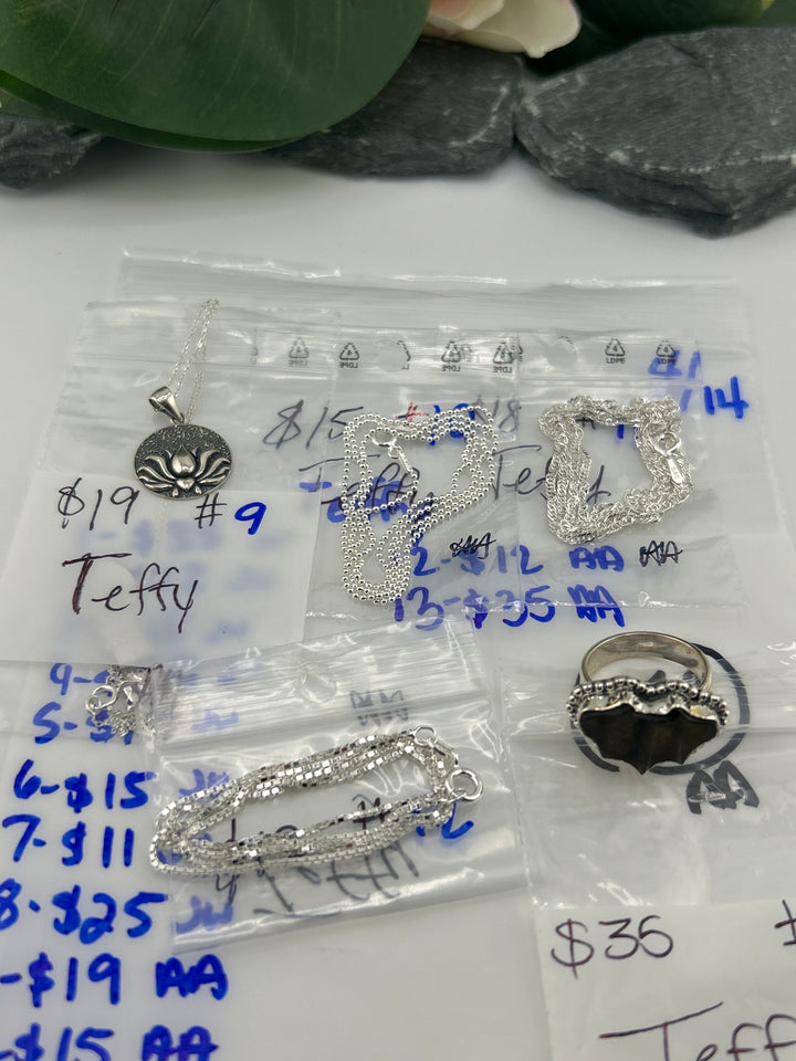 RESERVED FOR:  Teffy- 4/14/2025 tiktok Live Show - 13 Sterling Silver Items
