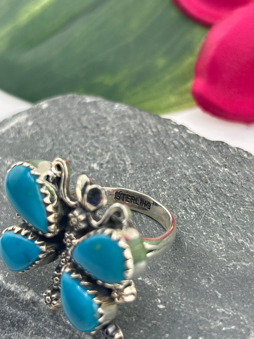 American Turquoise Dragonfly Ring Size 7