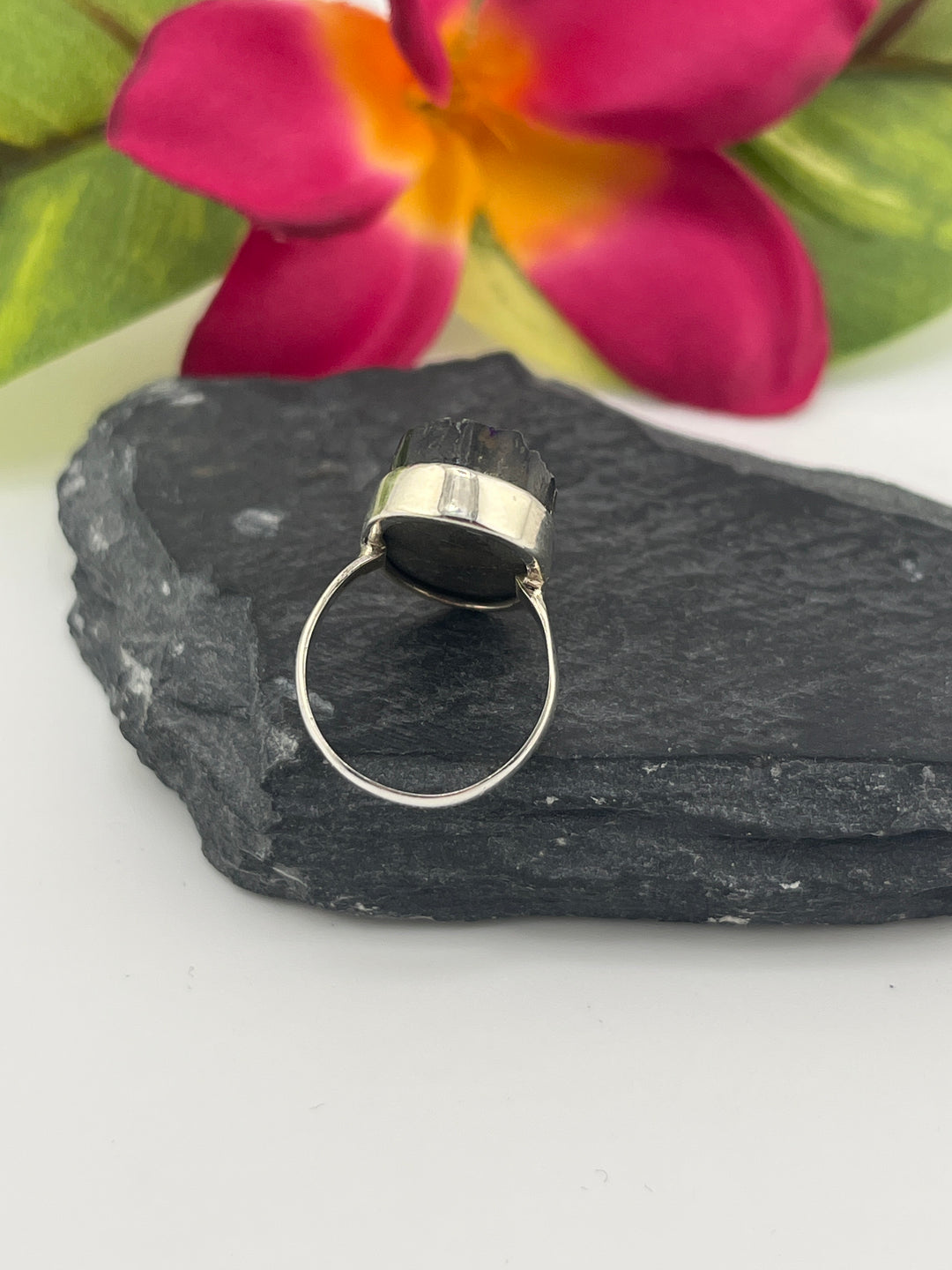 Titanium Druzy and 925 Sterling Silver Ring