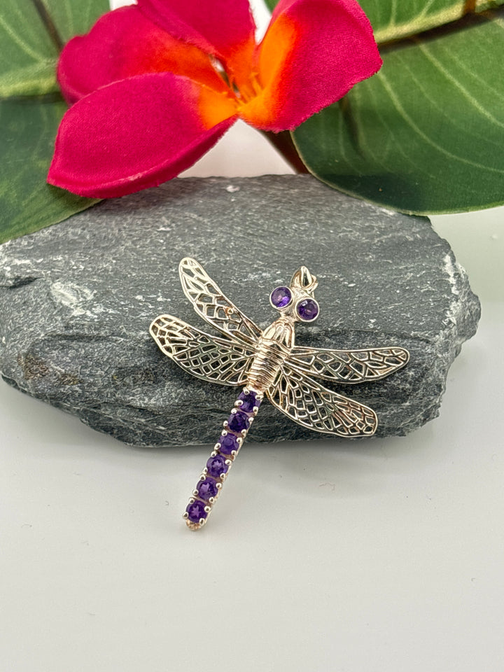 Amethyst Dragonfly Pendant