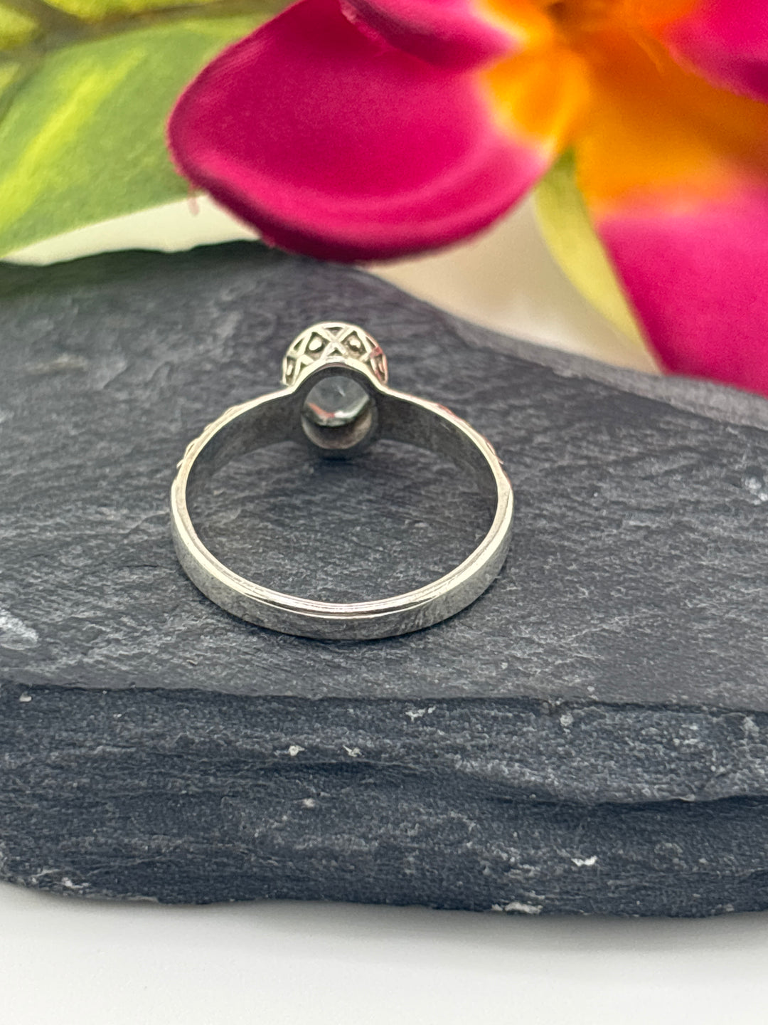 Aquamarine and 925 Sterling Silver Ring Size 7.25