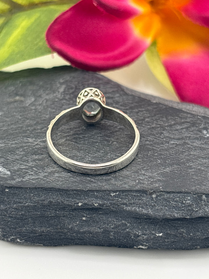 Aquamarine and 925 Sterling Silver Ring Size 7.25