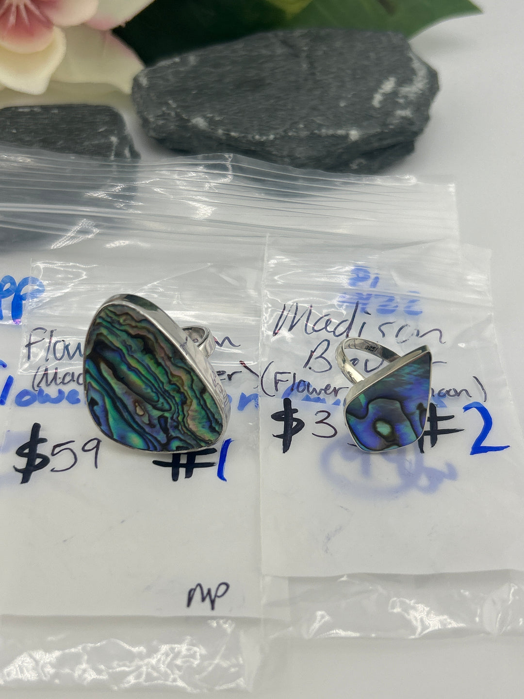 RESERVED FOR: Flower & Moon Crystals- 3/22/2025 The Collective Boutique App Live Show - 2 Sterling Silver Items