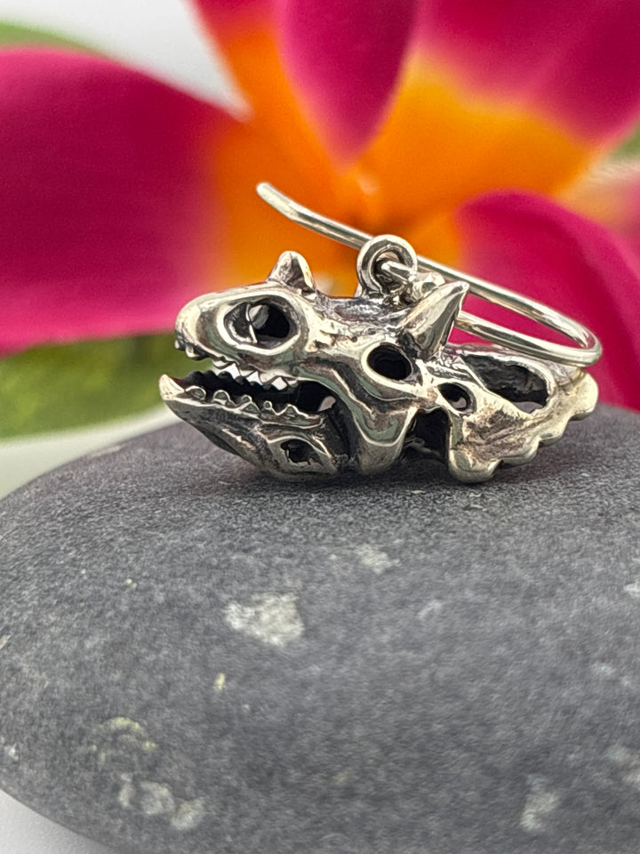 Designer SOMS 925 Sterling Silver Triceratops Earrings