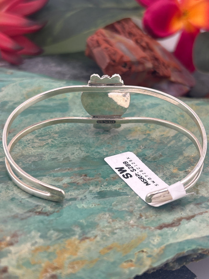 Southwest 925 Sterling Silver Red Spiny Oyster Heart Cuff