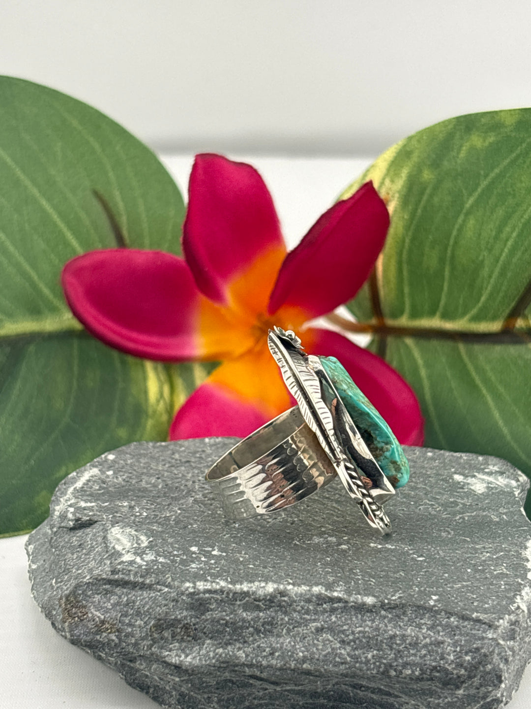 Raw American Turquoise Adjustable Band Ring Size 8