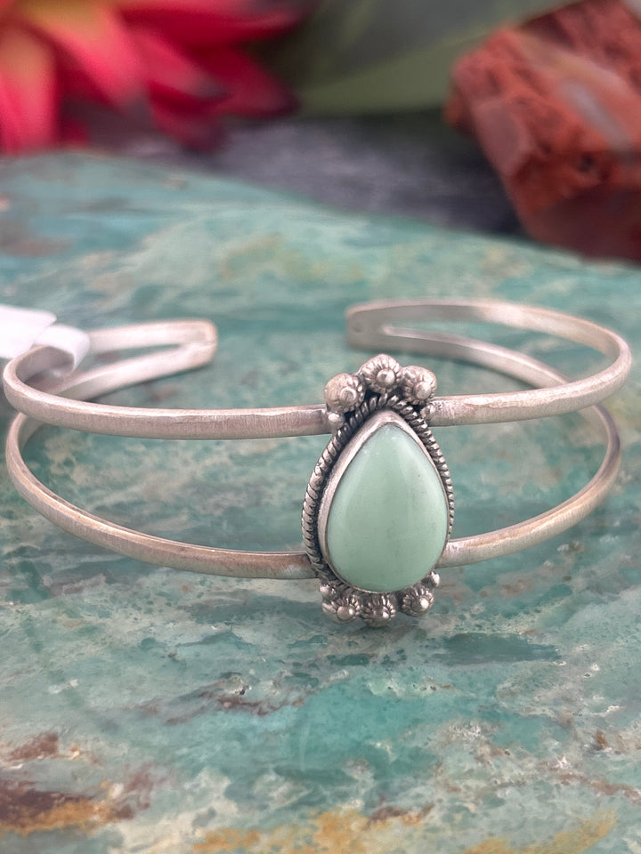 Southwest 925 Sterling Silver Paloma Turquoise Teardrop Cuff