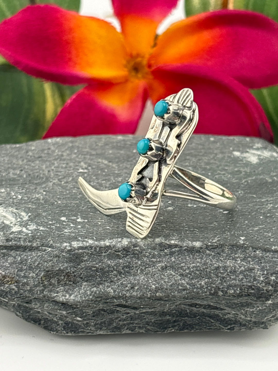 Turquoise Cowboy Boot Ring Size 8.25