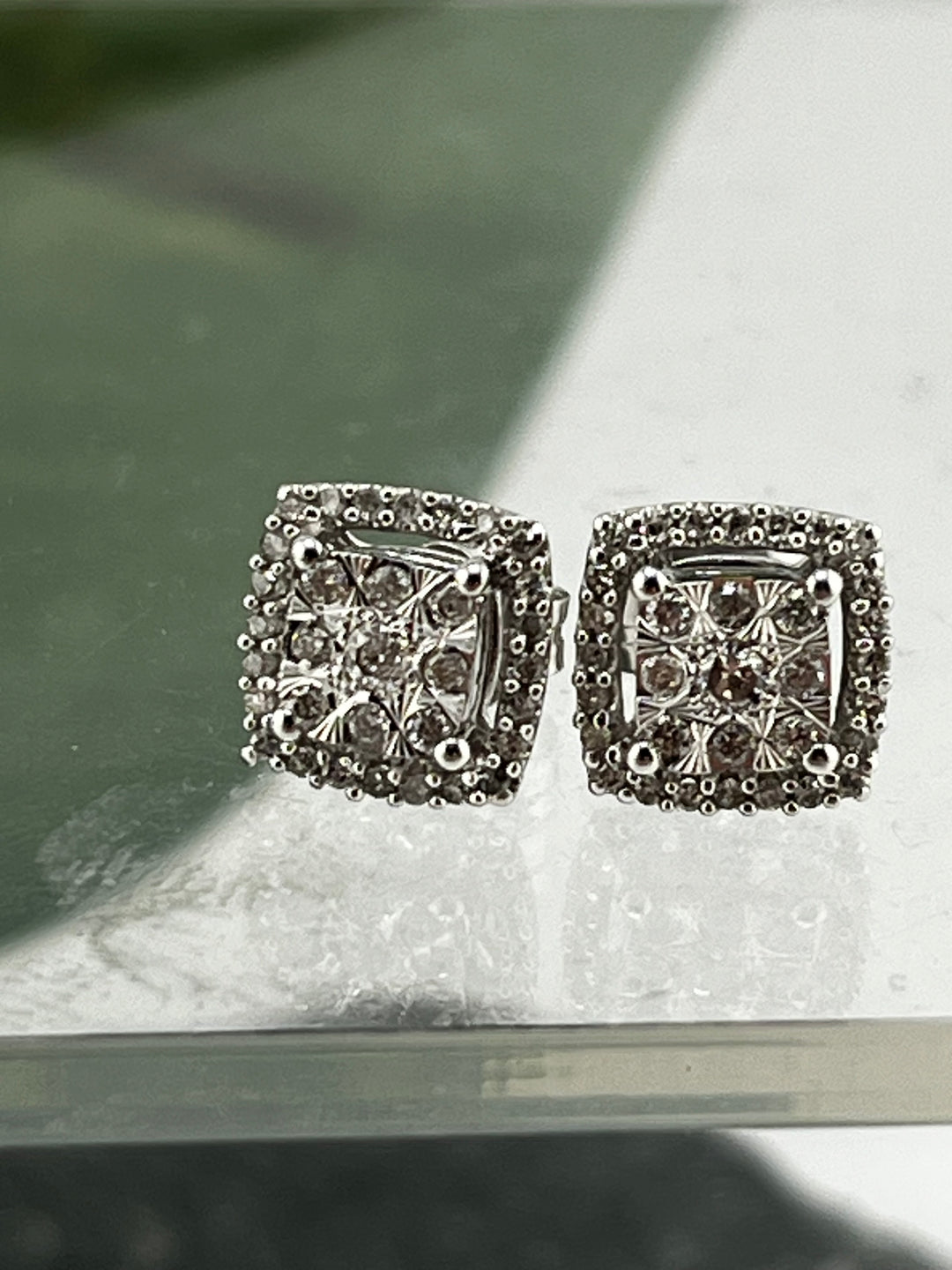 10K White Gold and Diamond Earrings