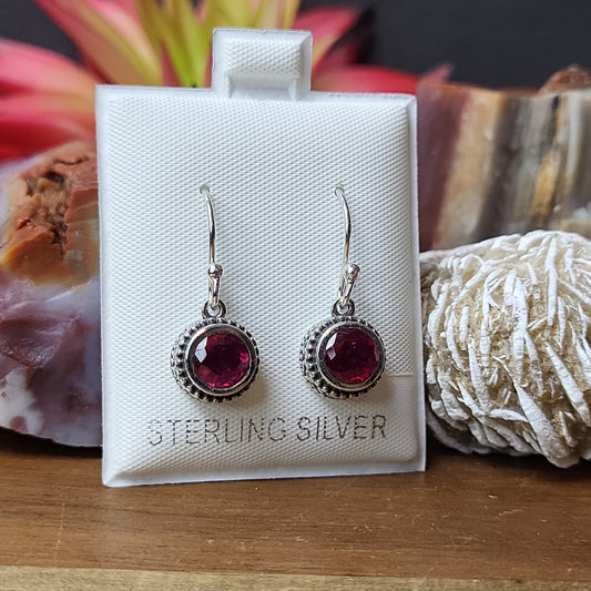 Natural Treated Ruby 925 Sterling Silver - Round Dangles
