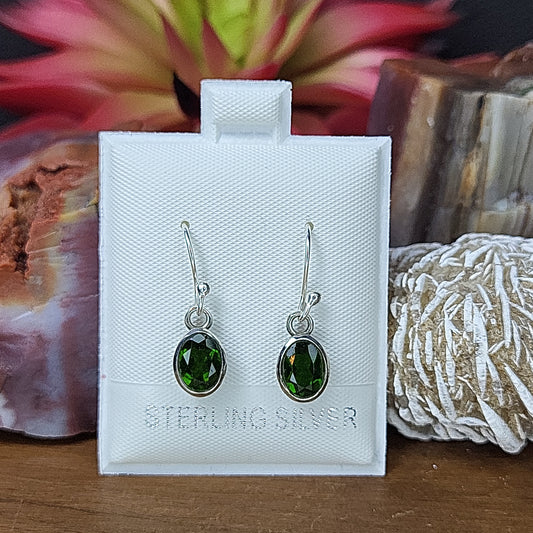 Diopside 925 Sterling Silver - Oval Dangles