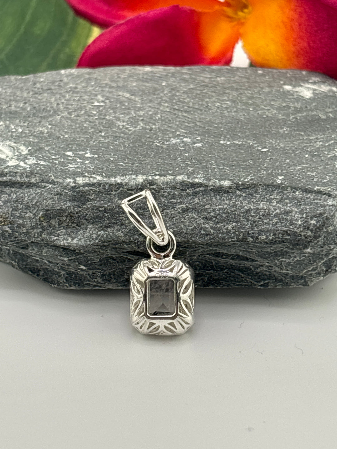 Emerald Cut Morganite w/CZ Pendant