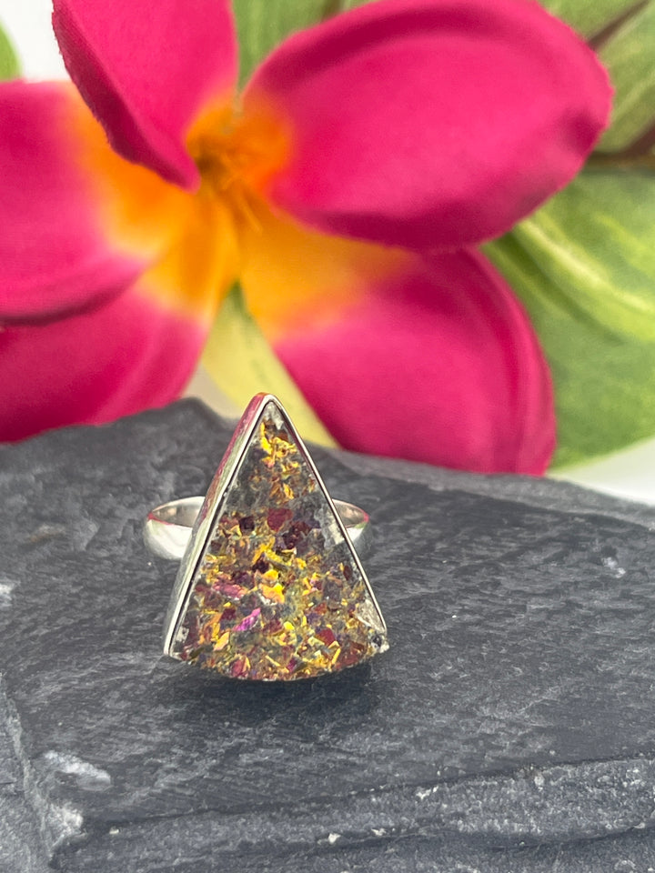 Titanium Druzy and 925 Sterling Silver Ring