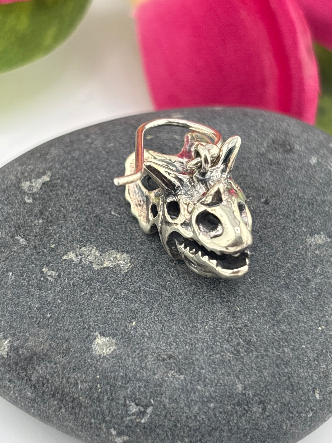 Designer SOMS 925 Sterling Silver Triceratops Earrings
