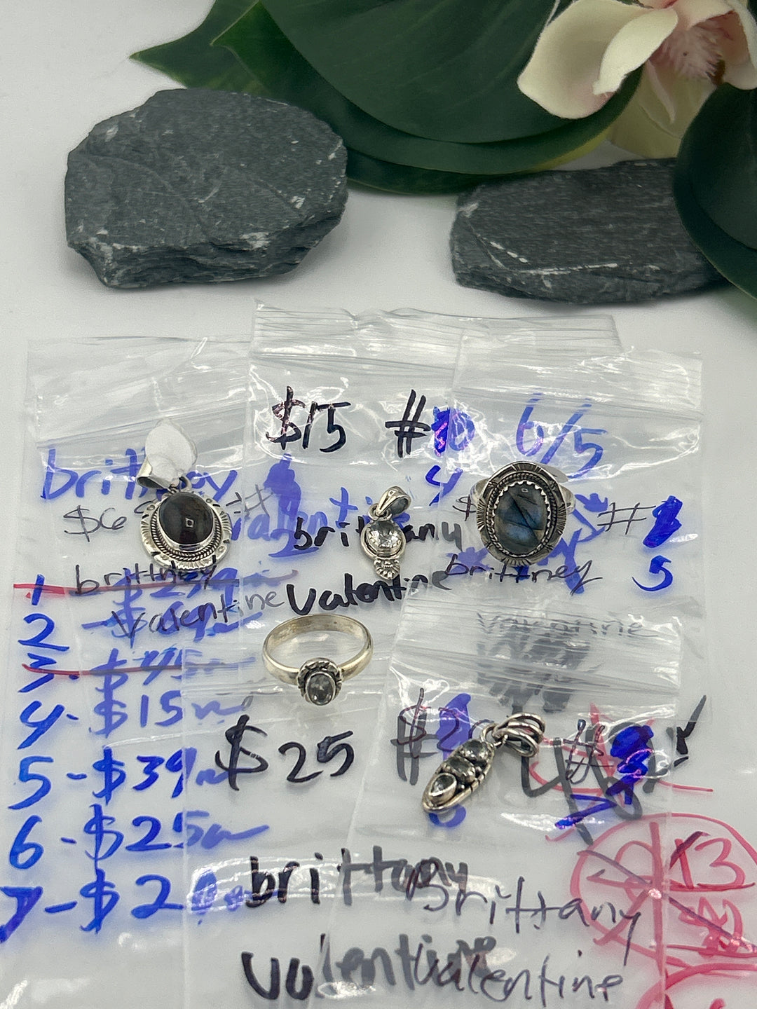 RESERVED FOR: brittney valentine - 6/5/2025 tiktok (48 hr) Reservation Live Show - 5 Sterling Silver Items