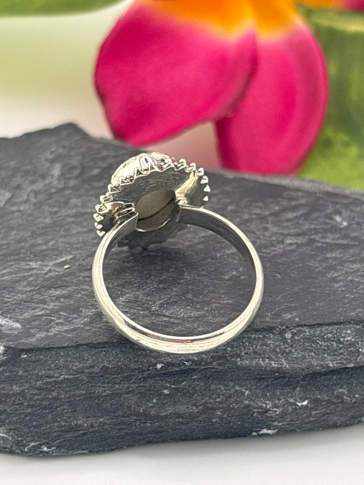 Round Wild Horse Jasper and 925 Sterling Silver Ring Size 6.5