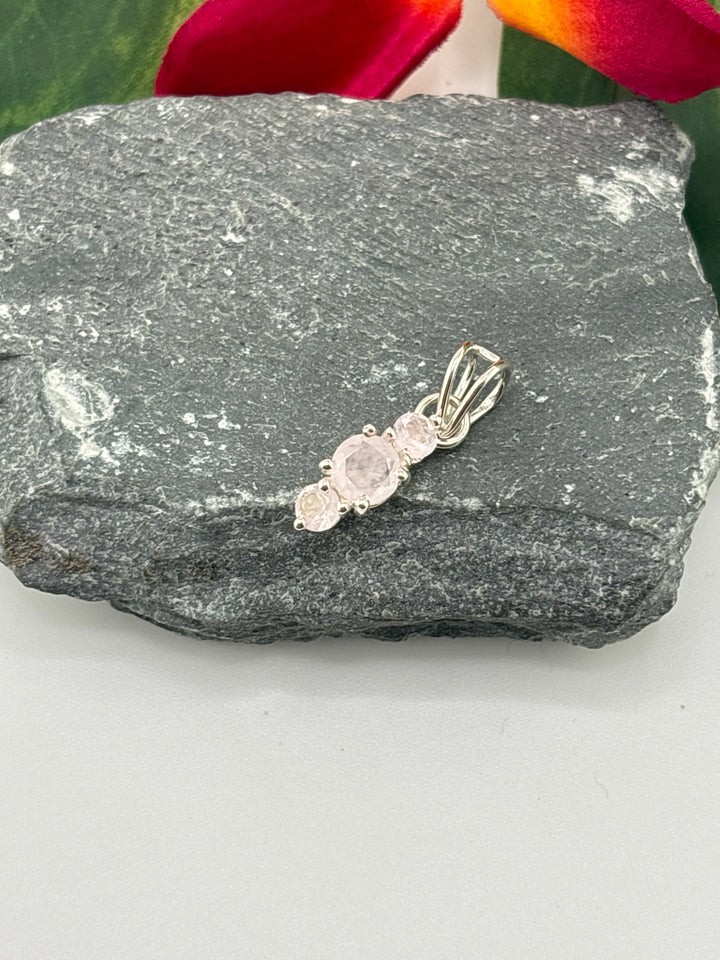 3 Stone Morganite Pendant