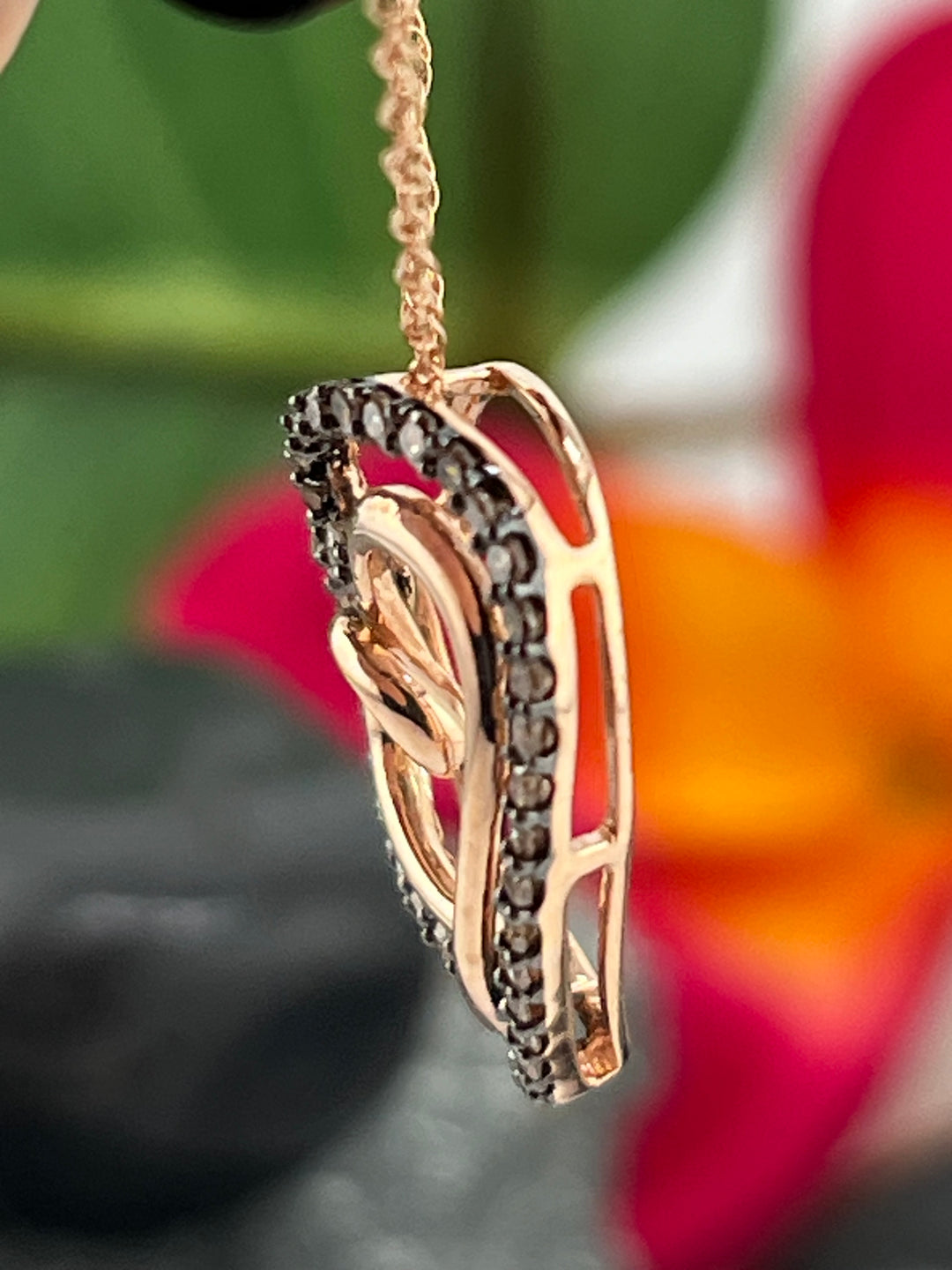 10K Rose Gold and Diamond Necklace Heart Shaped