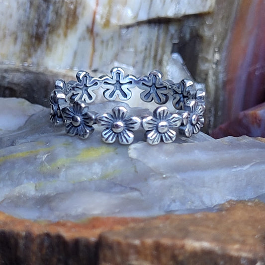 Flower infinity sterling silver 925 band size 4-12