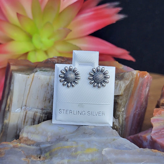 Sterling Silver 925 sunflower stud earrings
