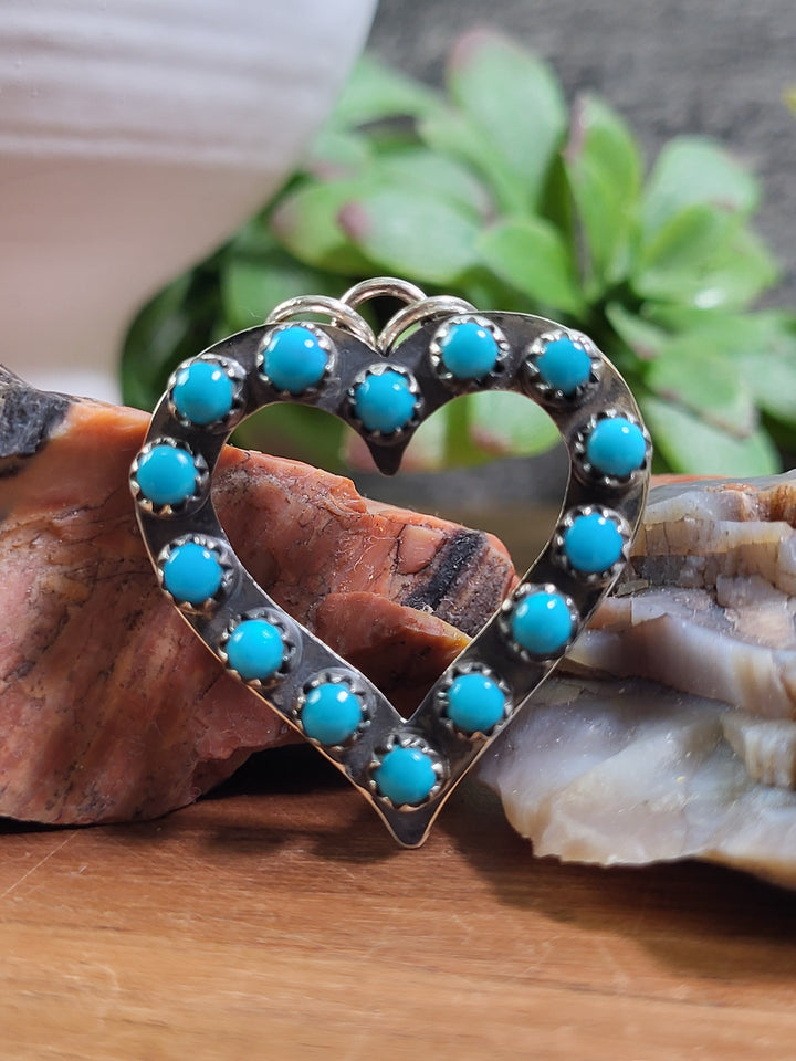 Natural Turquoise Heart Pendant 925 Sterling Silver