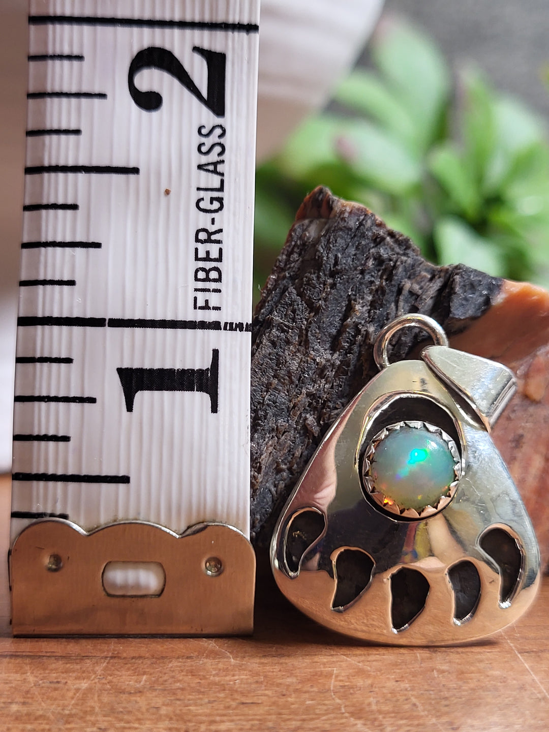 Natural Ethiopian Opal Bear Claw Pendant 925 Sterling Silver