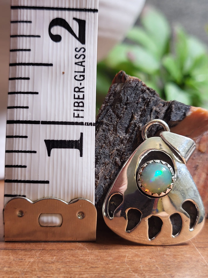 Natural Ethiopian Opal Bear Claw Pendant 925 Sterling Silver