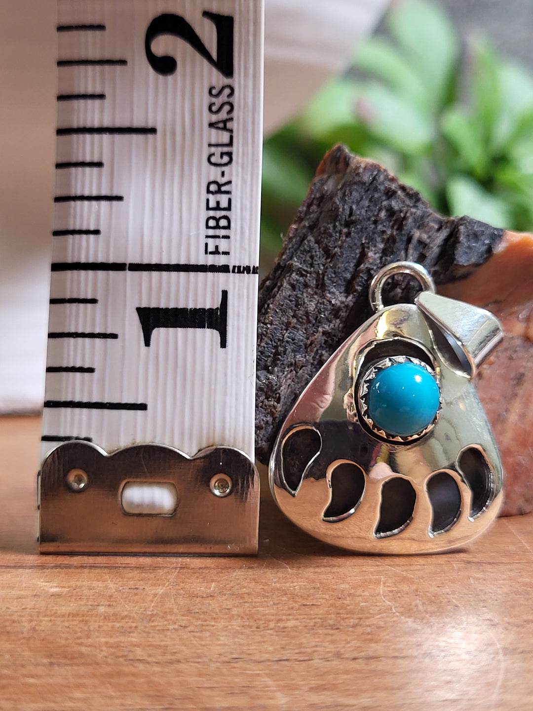 Natural Turquoise Bear Claw Pendant 925 Sterling Silver