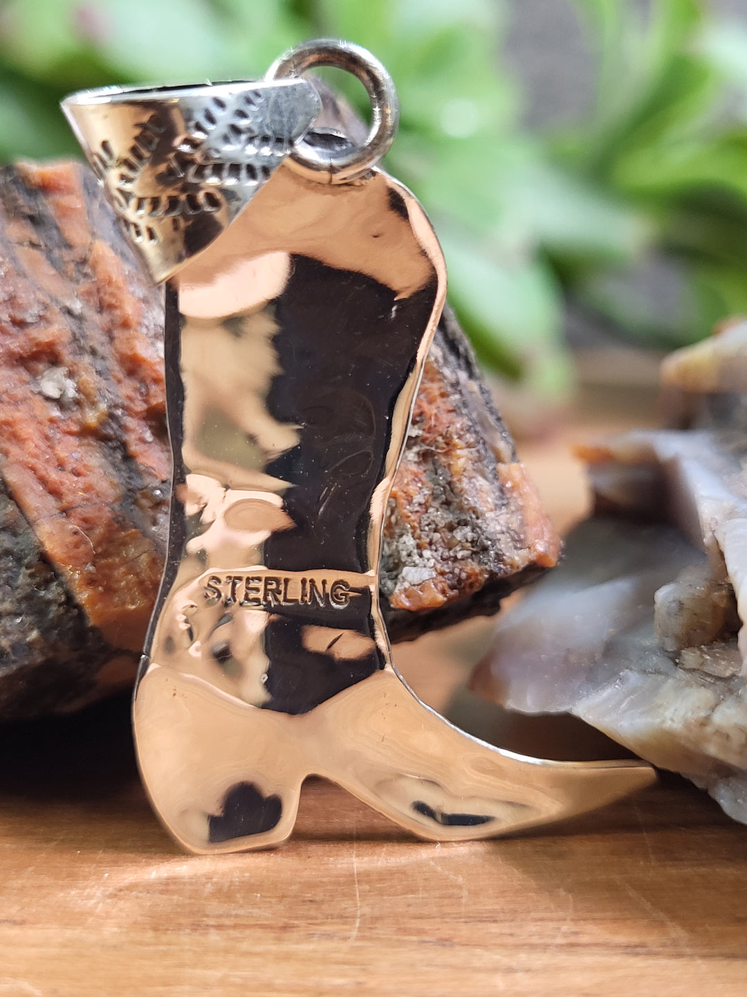 Natural Turquoise Boot Pendant 925 Sterling Silver