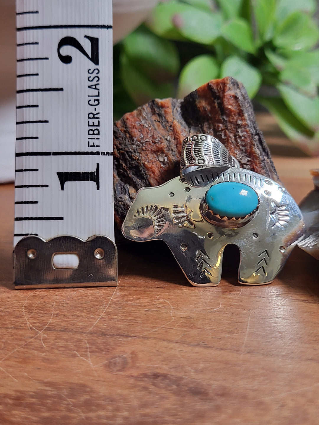 Natural Turquoise Bear Pendant 925 Sterling Silver