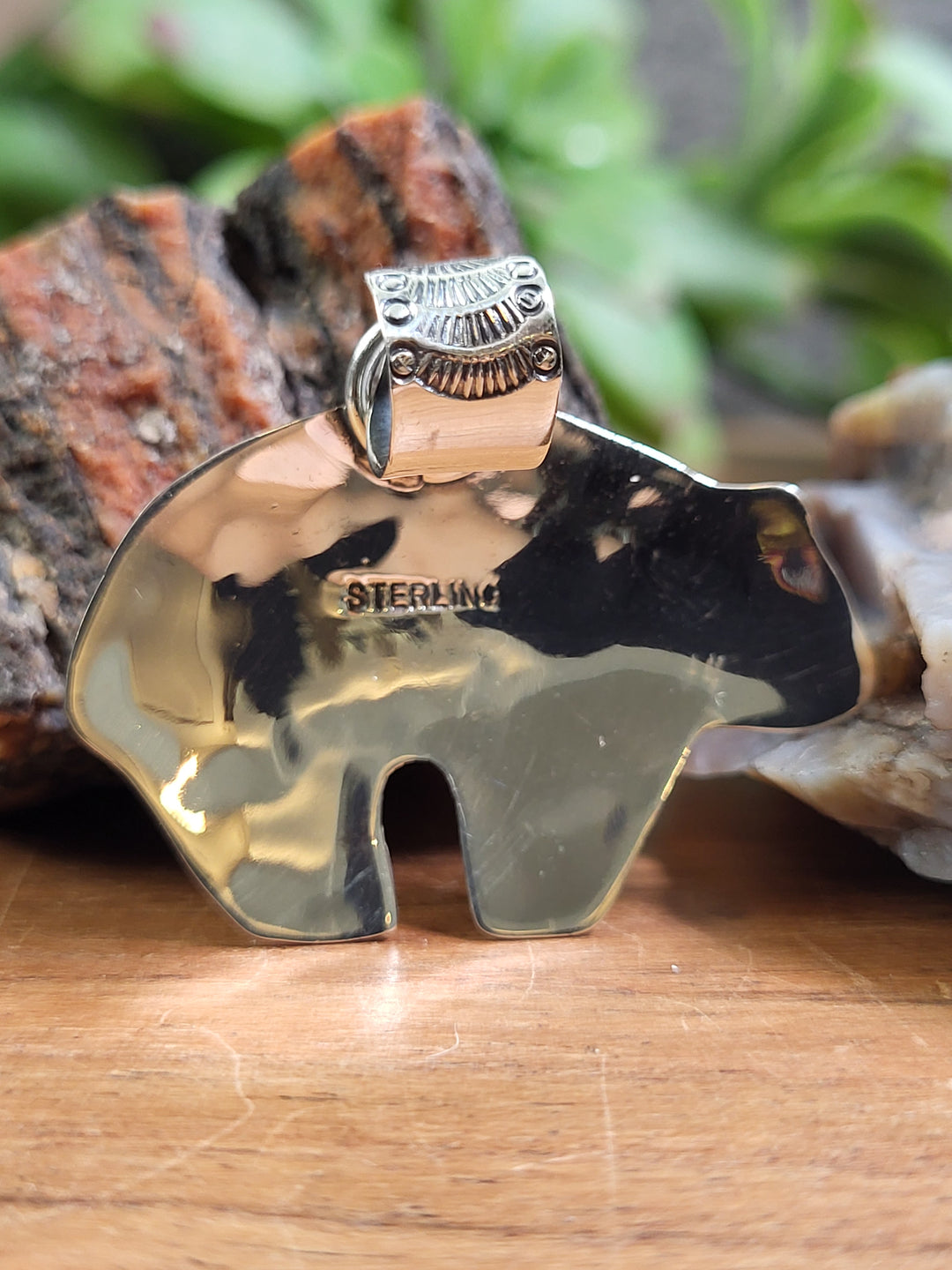Natural Turquoise Bear Pendant 925 Sterling Silver