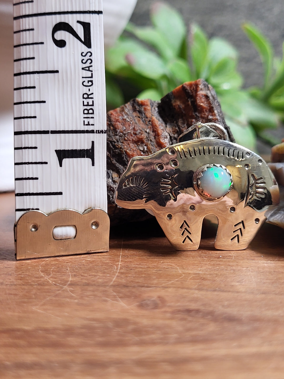 Natural Ethiopian Opal Bear Pendant 925 Sterling Silver