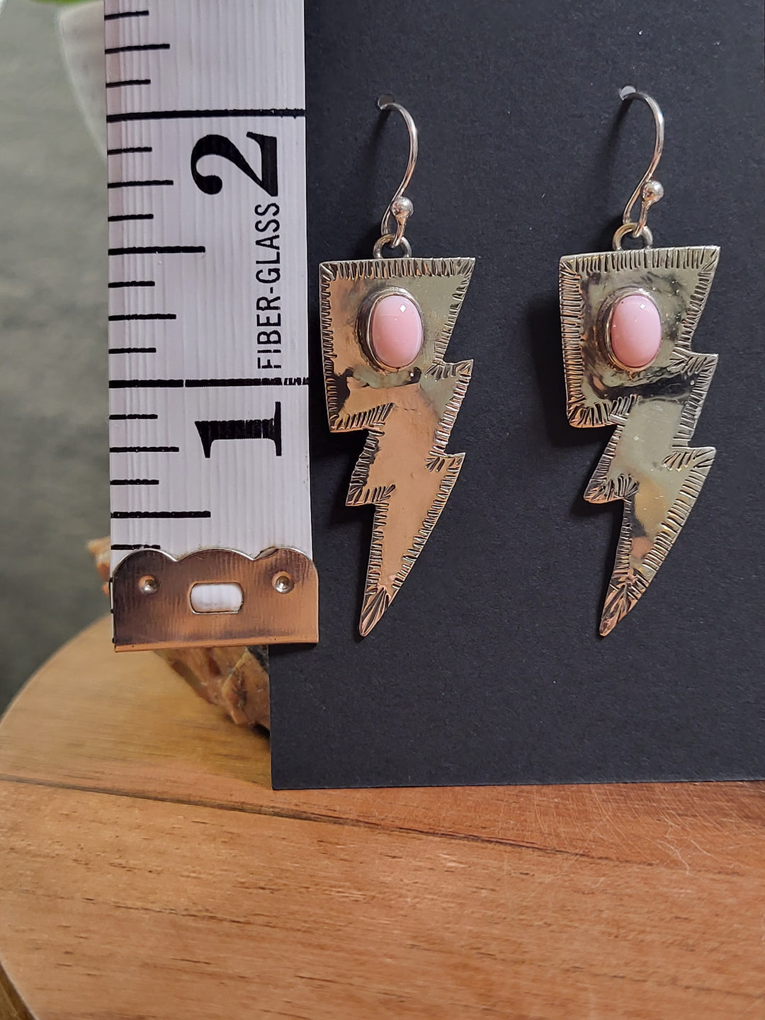 Natural Queen Conch Lightning Bolt Earrings 925 Sterling Silver