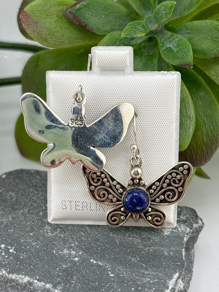 Lapis Butterfly Dangle Earrings